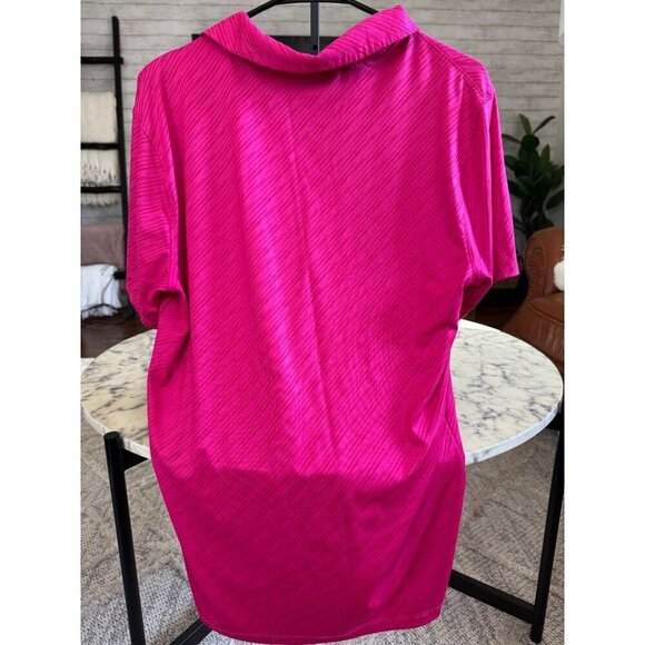 Nike Hot Pink Dri-Fit Vapor Stripe Short Sleeve Polo Shirt Mens Size Small - Picture 2 of 6